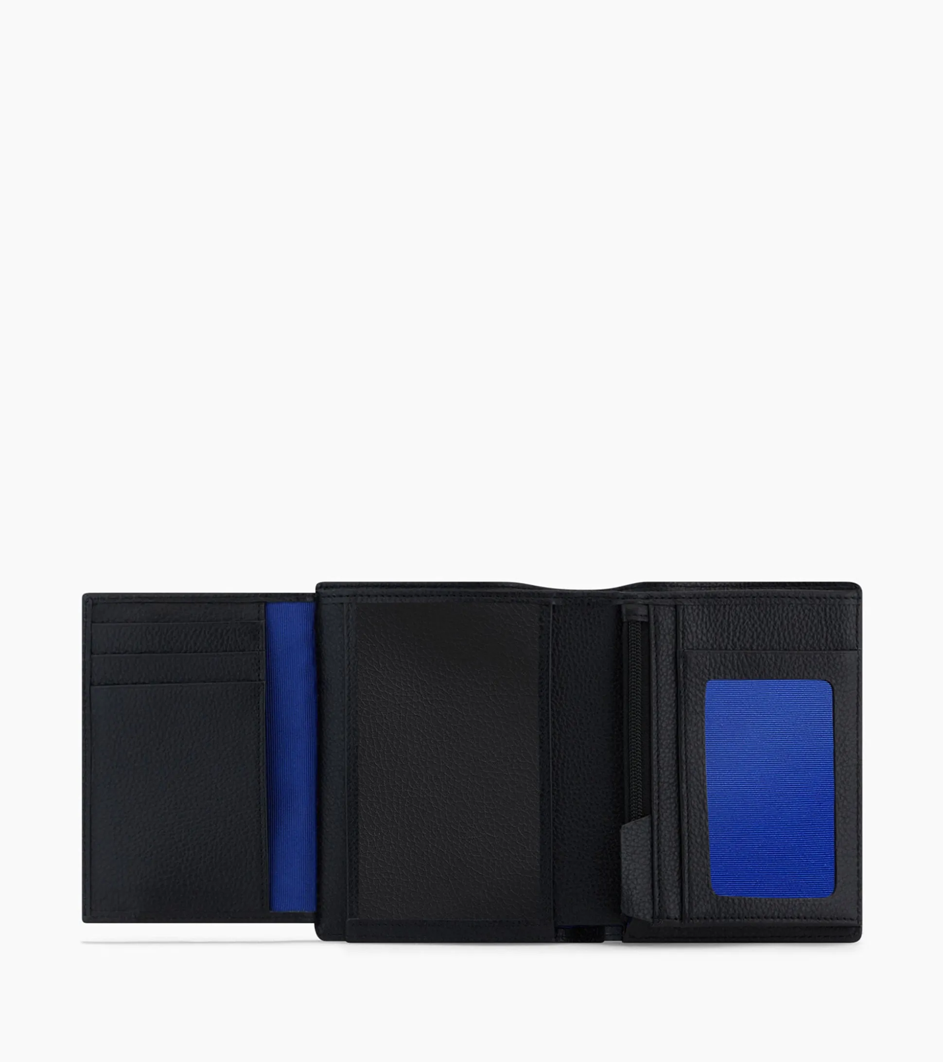 Portefeuille vertical zippé 2 volets Emile en cuir grainé - Black