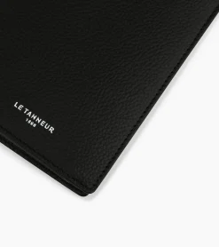 Portefeuille vertical zippé 2 volets Emile en cuir grainé - Black