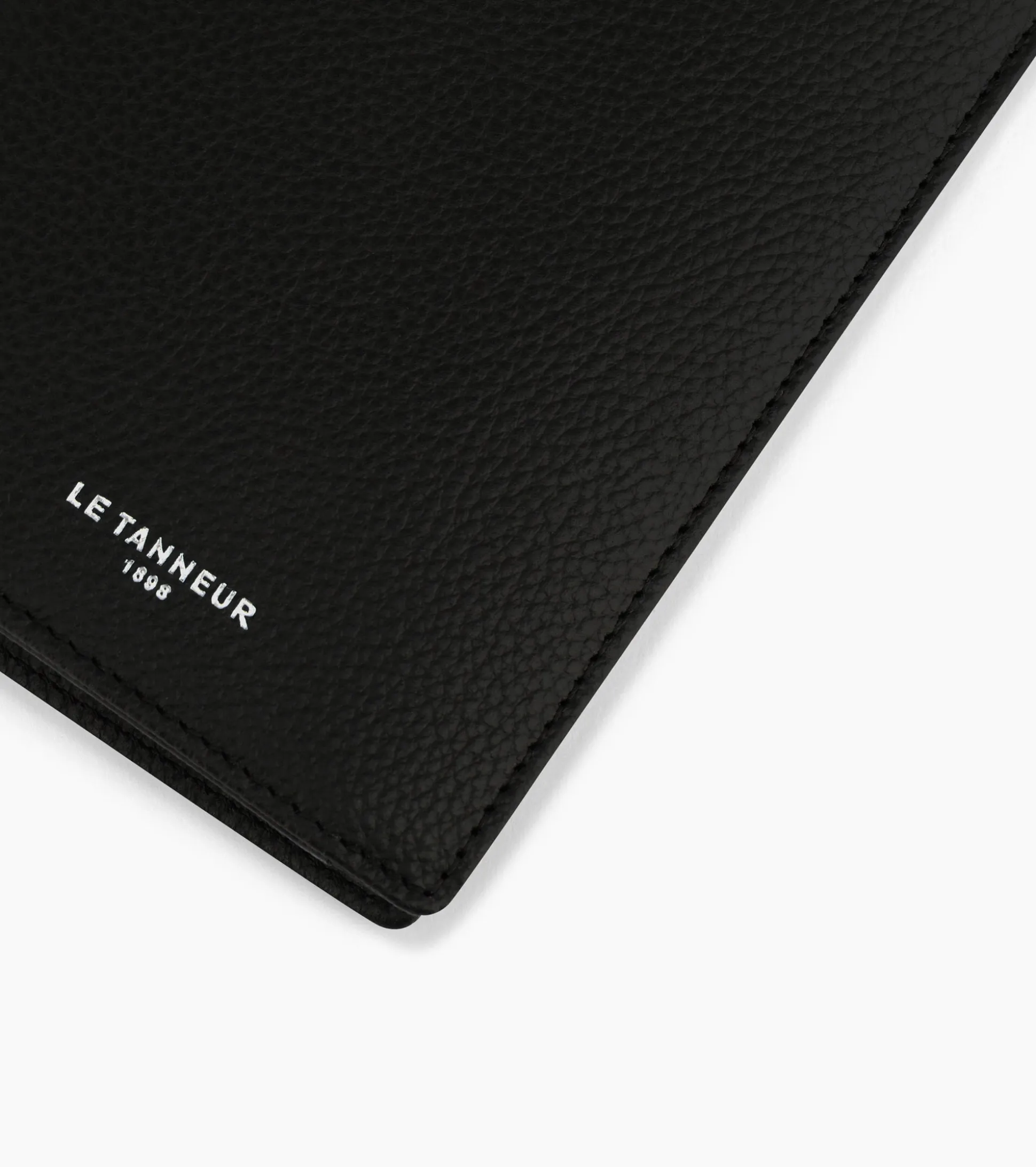 Portefeuille vertical zippé 2 volets Emile en cuir grainé - Black