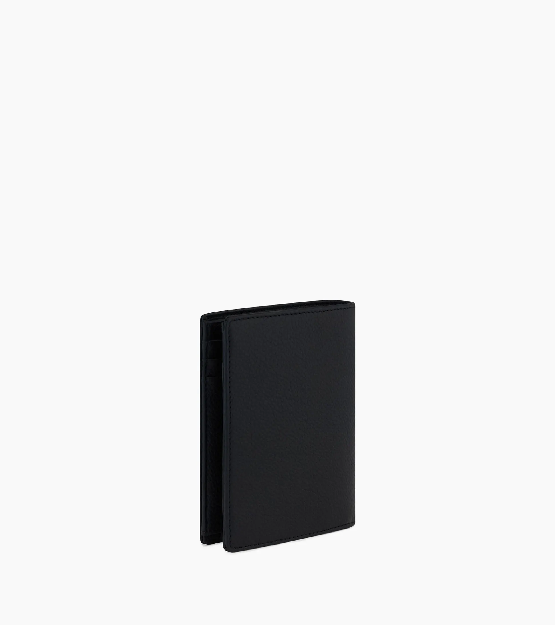 Portefeuille vertical zippé 2 volets Emile en cuir grainé - Black
