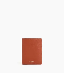 Portefeuille vertical zippé 2 volets Emile en cuir grainé - Mahogany Brown