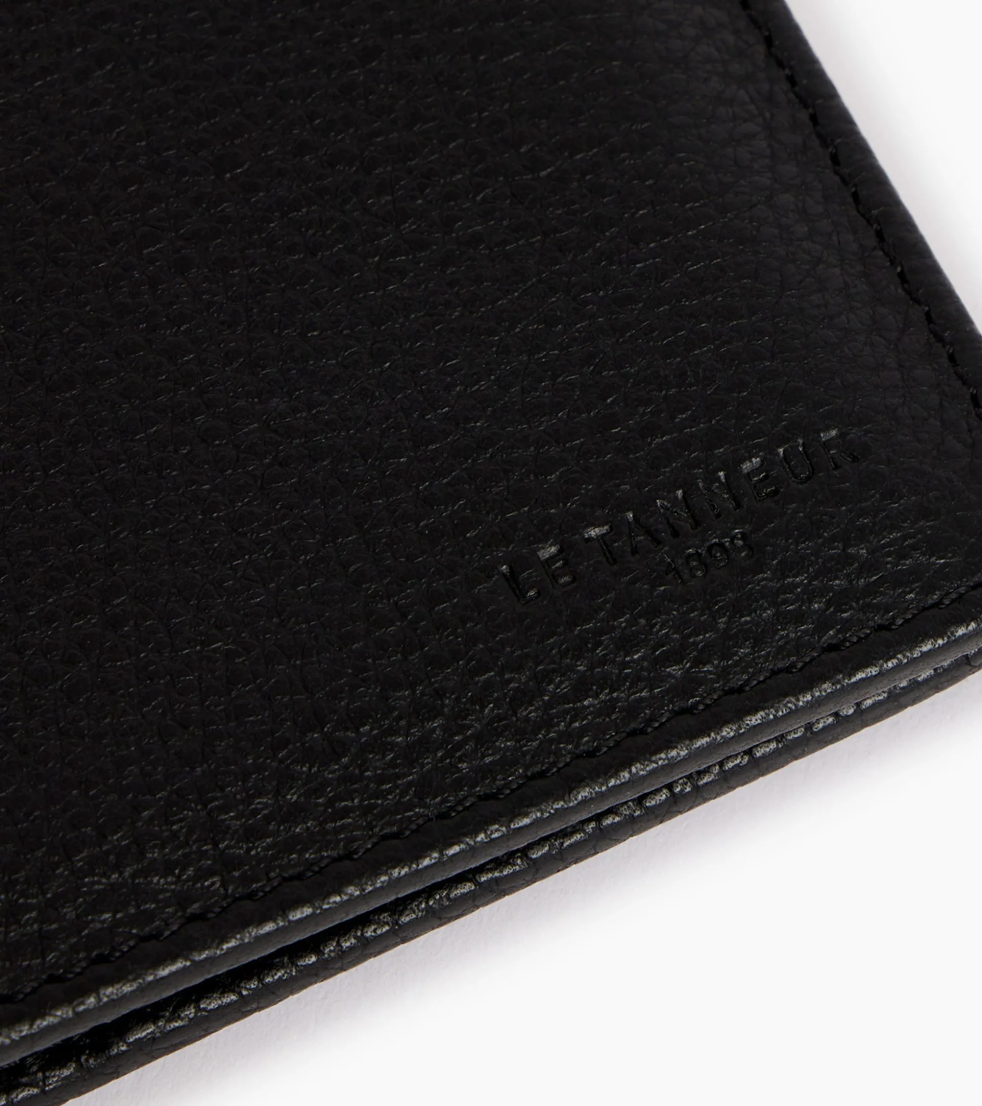 Portefeuille zippé Charles en cuir grainé - Black
