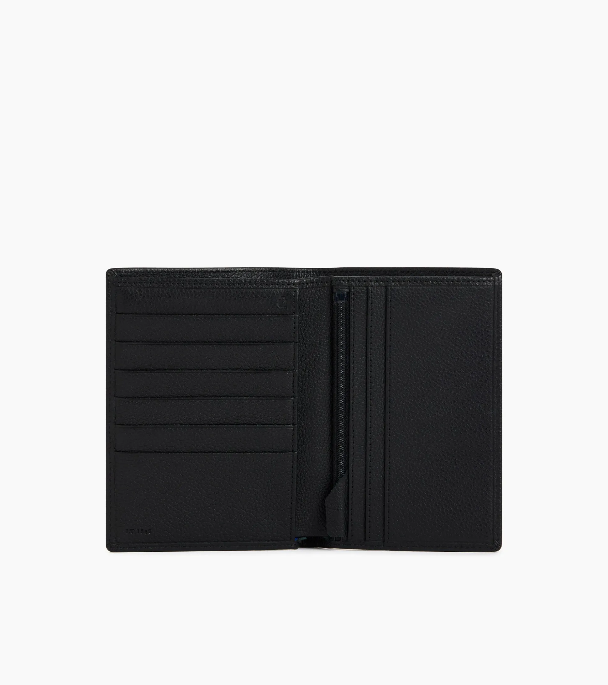 Portefeuille zippé Charles en cuir grainé - Black