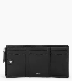 Portefeuille zippé Charlotte en cuir lisse - Black