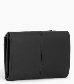 Portefeuille zippé Charlotte en cuir lisse - Black