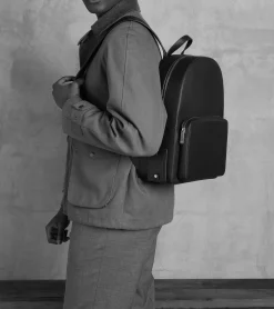 Sac à dos Emile en cuir signature T - Black