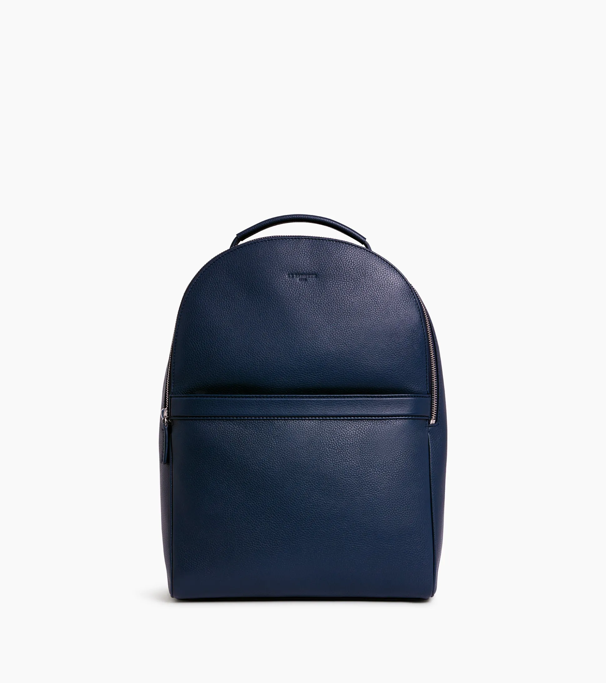 Sac à dos zippé Charles en cuir grainé - Bleu crépuscule