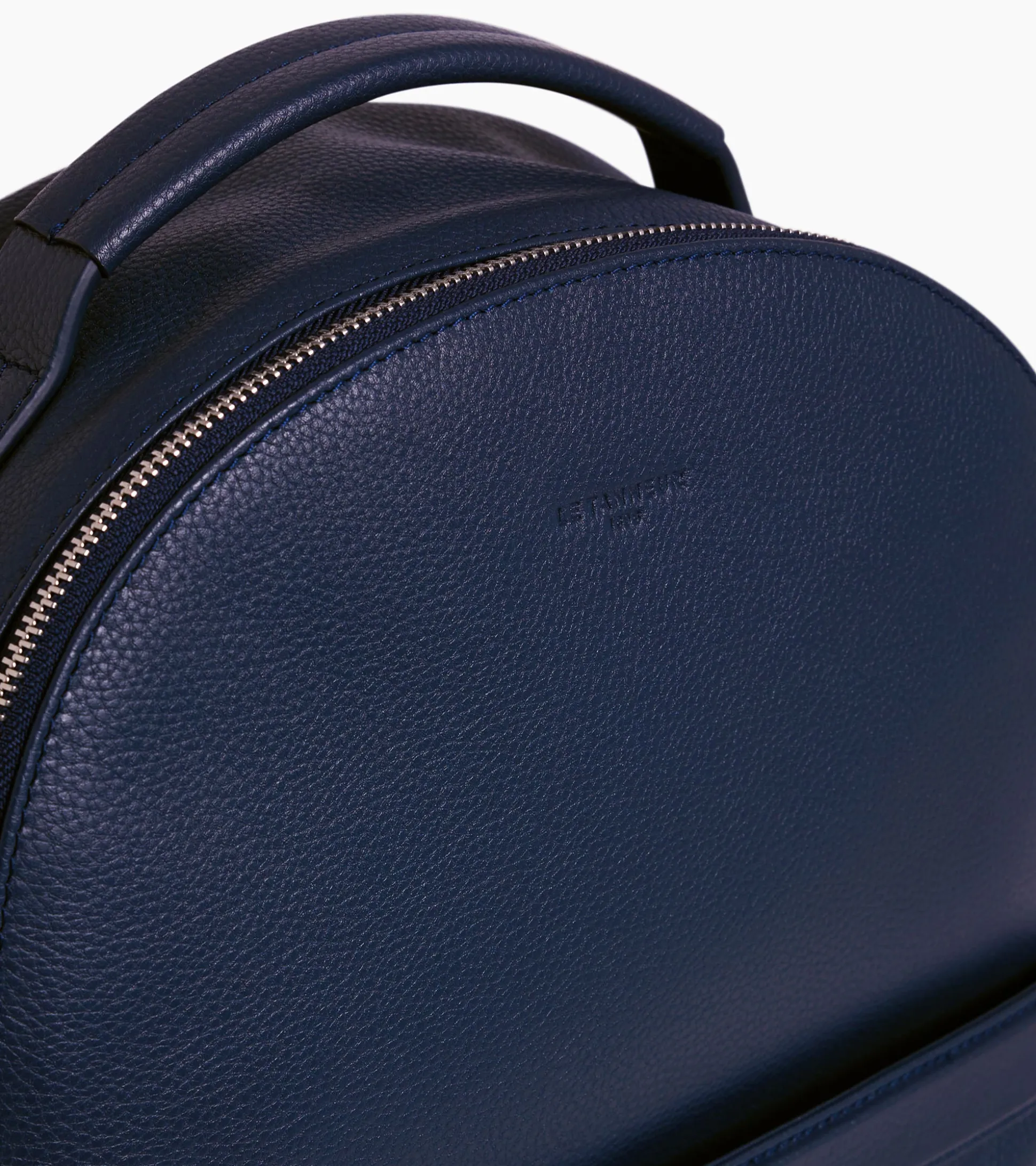 Sac à dos zippé Charles en cuir grainé - Bleu crépuscule
