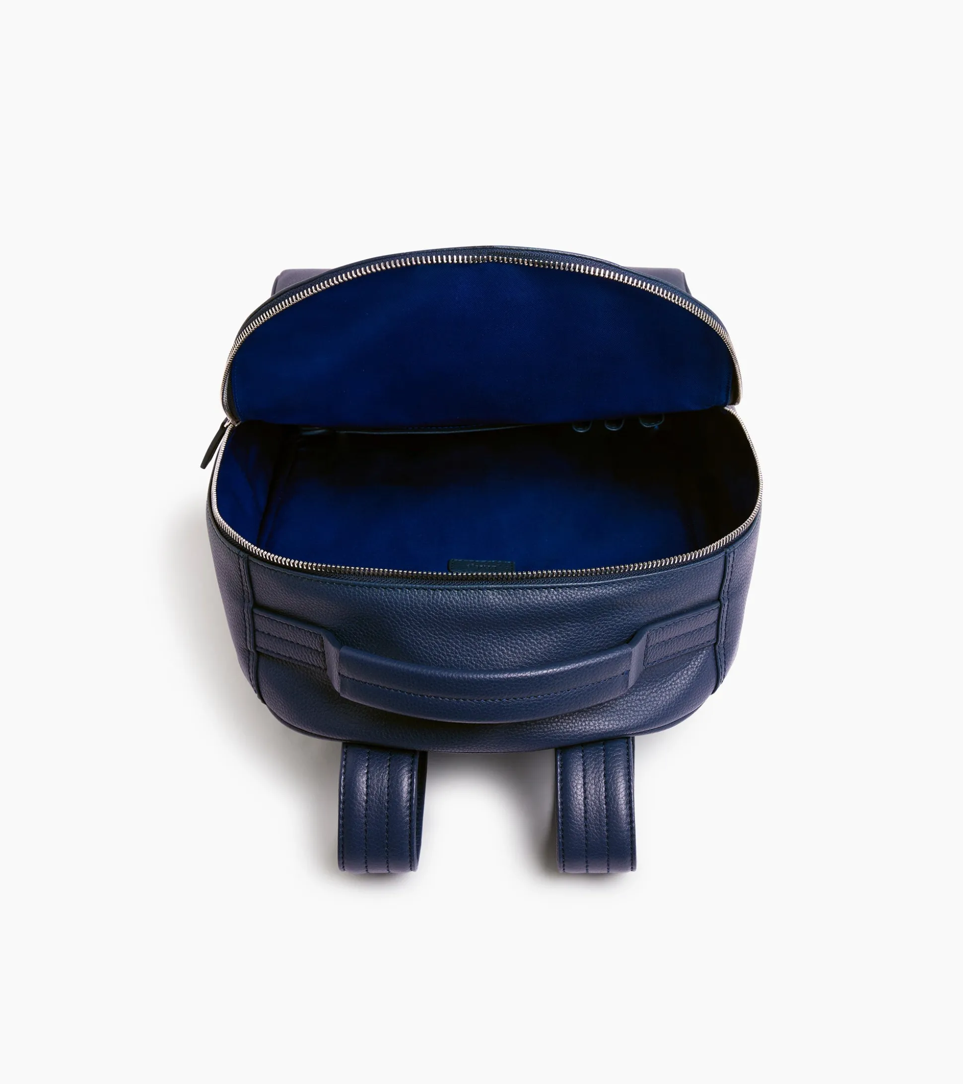 Sac à dos zippé Charles en cuir grainé - Bleu crépuscule