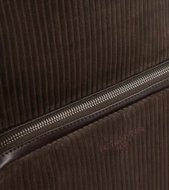 Sac à dos zippé Emile en cuir côtelé et lisse - CAFE 1