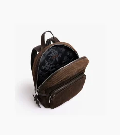 Sac à dos zippé Emile en cuir côtelé et lisse - CAFE 1