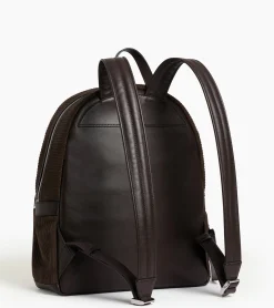 Sac à dos zippé Emile en cuir côtelé et lisse - CAFE 1