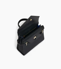 Sac à main double rabat moyen modèle Emilie en cuir signature T - Black