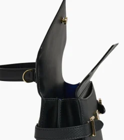 Sac à main double rabat moyen modèle Emilie en cuir signature T - Black