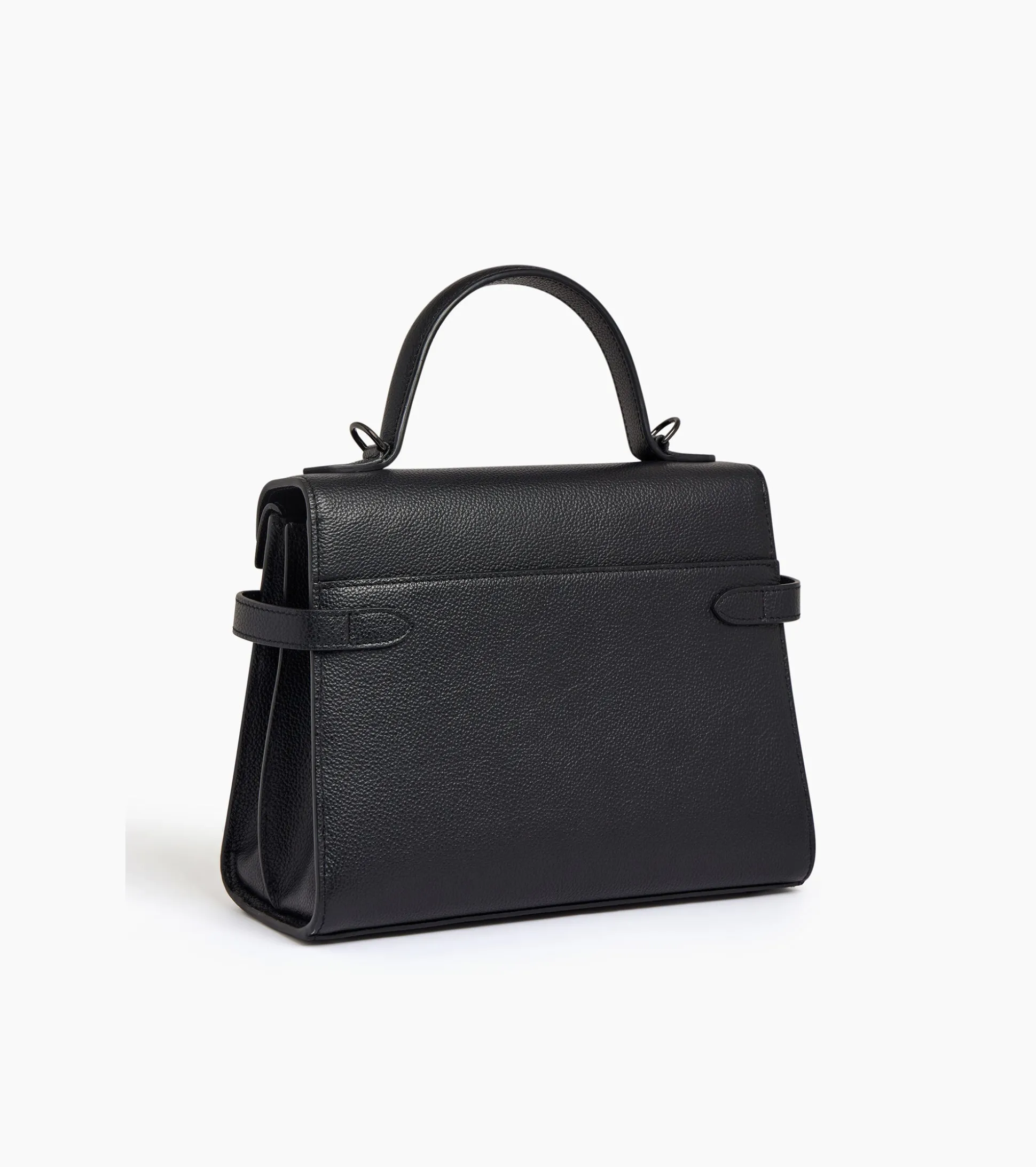 Sac à main double rabat moyen modèle Emilie en cuir grainé - Black