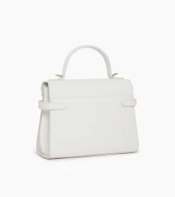 Sac à main double rabat moyen modèle Emilie en cuir signature T - Chalk White