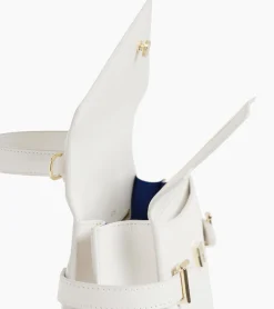 Sac à main double rabat moyen modèle Emilie en cuir signature T - Chalk White