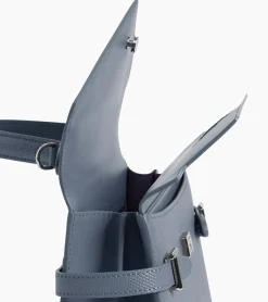 Sac à main double rabat moyen modèle Emilie en cuir signature T - BLEU ARGILE