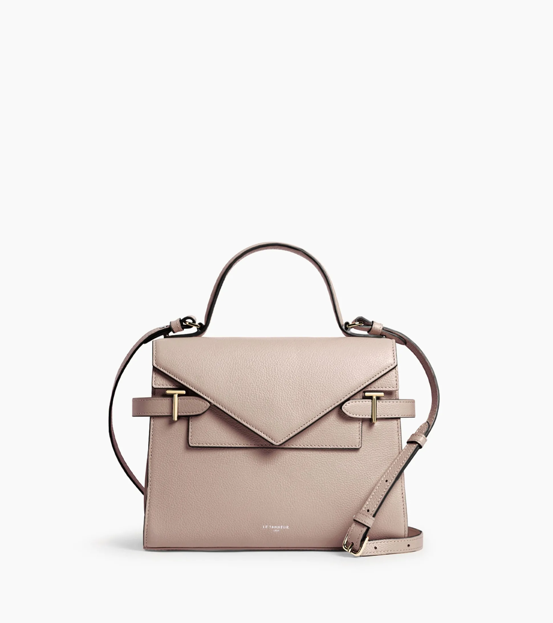 Sac à main double rabat moyen modèle Emilie en cuir grainé - GREGE 1