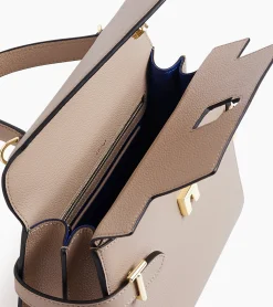 Sac à main double rabat moyen modèle Emilie en cuir grainé - GREGE 1