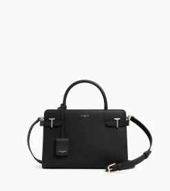 Sac à main moyen modèle Emilie en cuir signature T - Black
