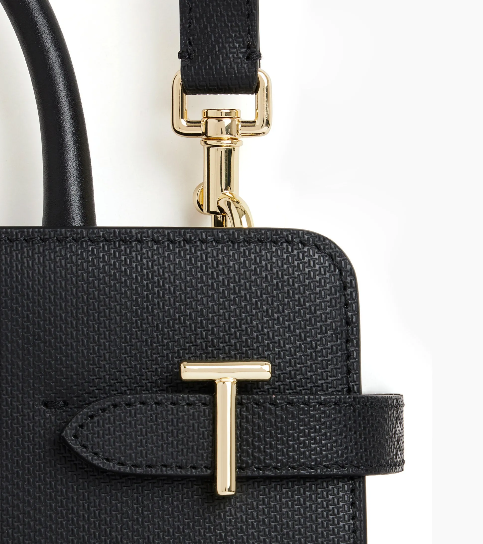 Sac à main moyen modèle Emilie en cuir signature T - Black