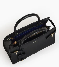 Sac à main moyen modèle Emilie en cuir signature T - Black