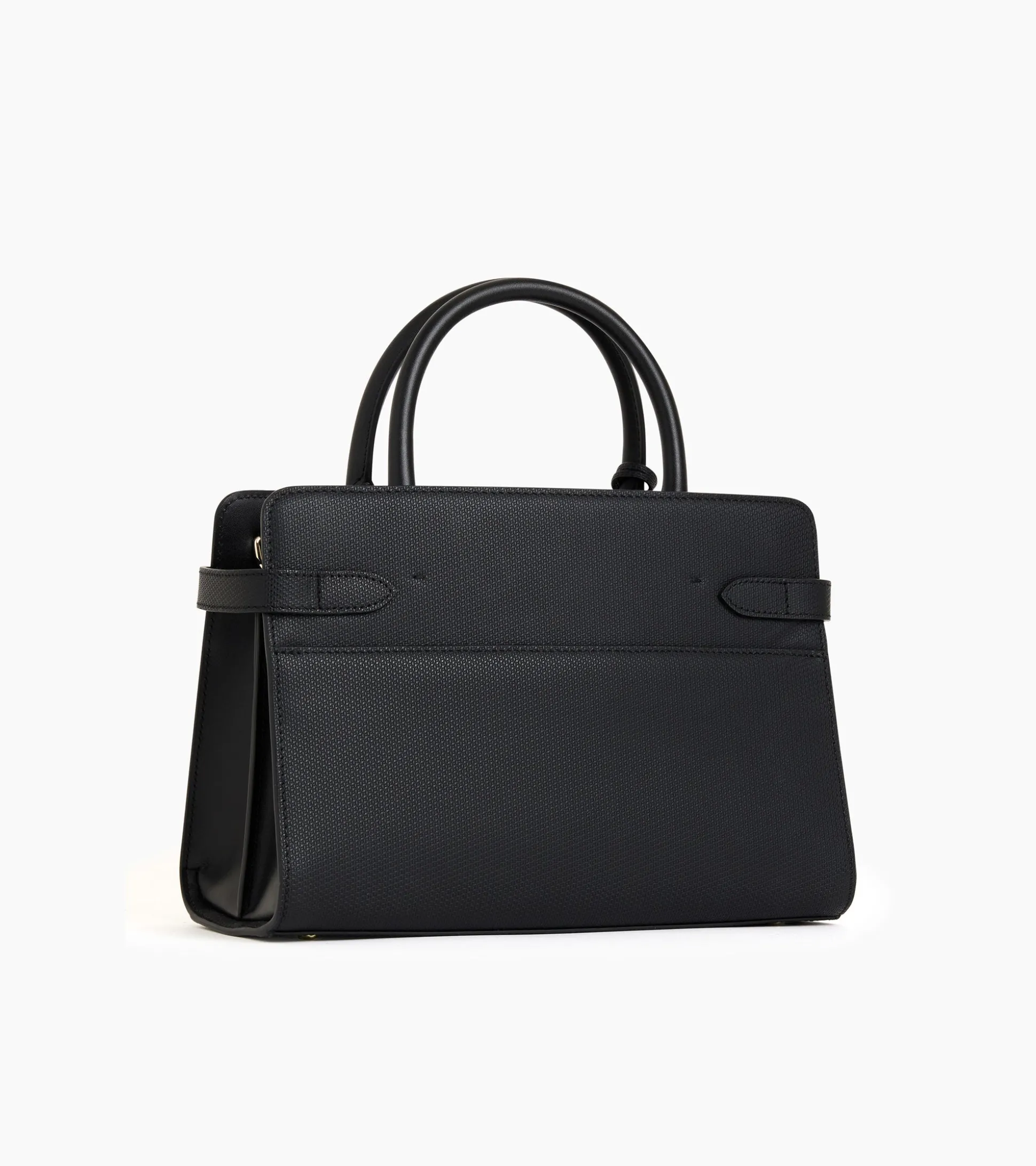 Sac à main moyen modèle Emilie en cuir signature T - Black