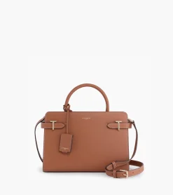 Sac à main moyen modèle Emilie en cuir grainé - Brown Tan