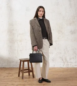 Sac à main moyen modèle Emilie en cuir grainé - Black