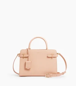 Sac à main moyen modèle Emilie en cuir signature T - ROSE POUDRE
