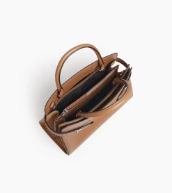 Sac à main moyen modèle Emie en cuir lisse et nubuck - TAN