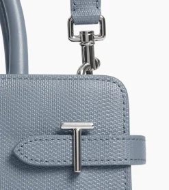 Sac à main moyen modèle Emilie en cuir signature T - BLEU ARGILE