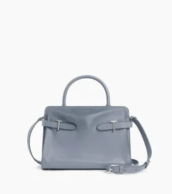 Sac à main moyen modèle Emie en cuir lisse et nubuck - BLEU ARGILE
