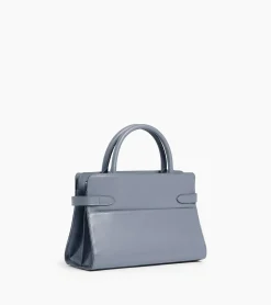 Sac à main moyen modèle Emie en cuir lisse et nubuck - BLEU ARGILE