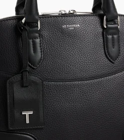 Sac à main moyen modèle Romy en cuir grainé et lisse - Black