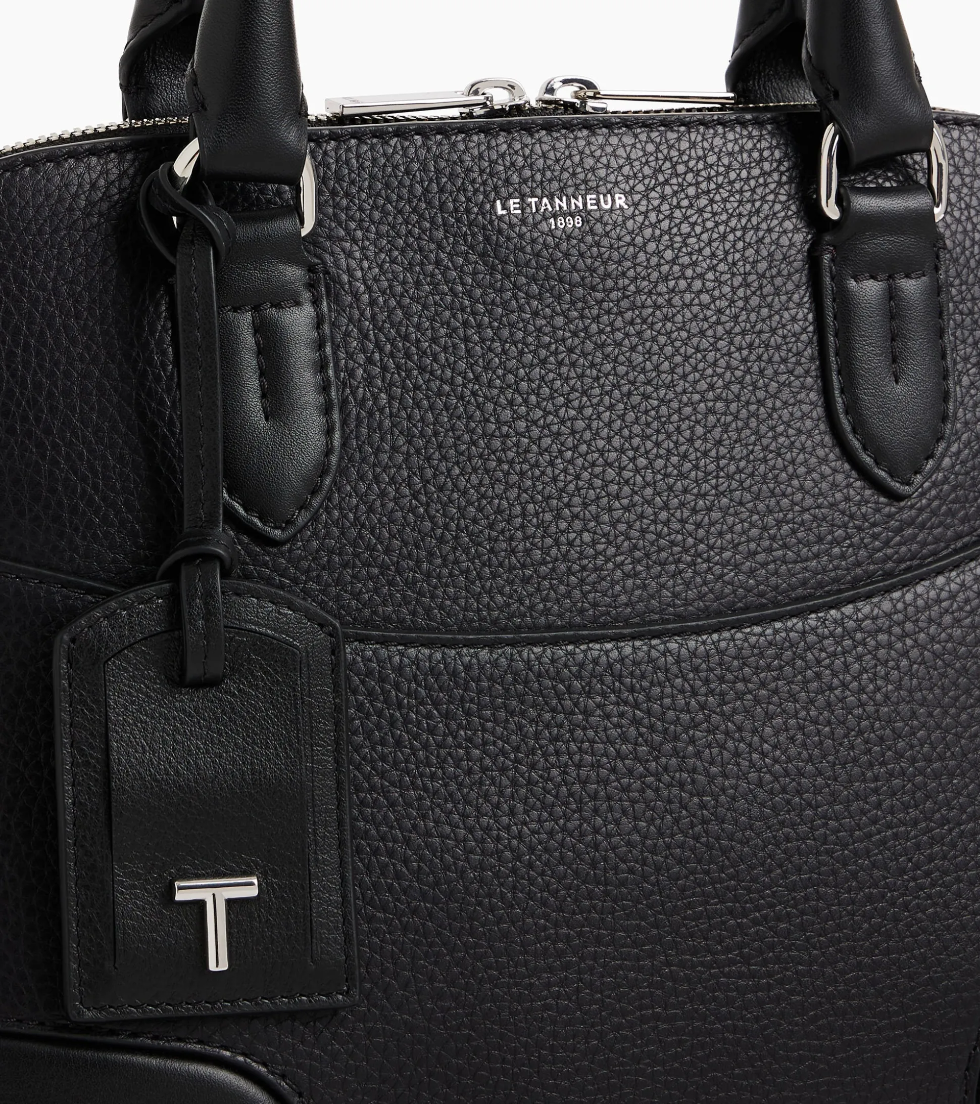 Sac à main moyen modèle Romy en cuir grainé et lisse - Black