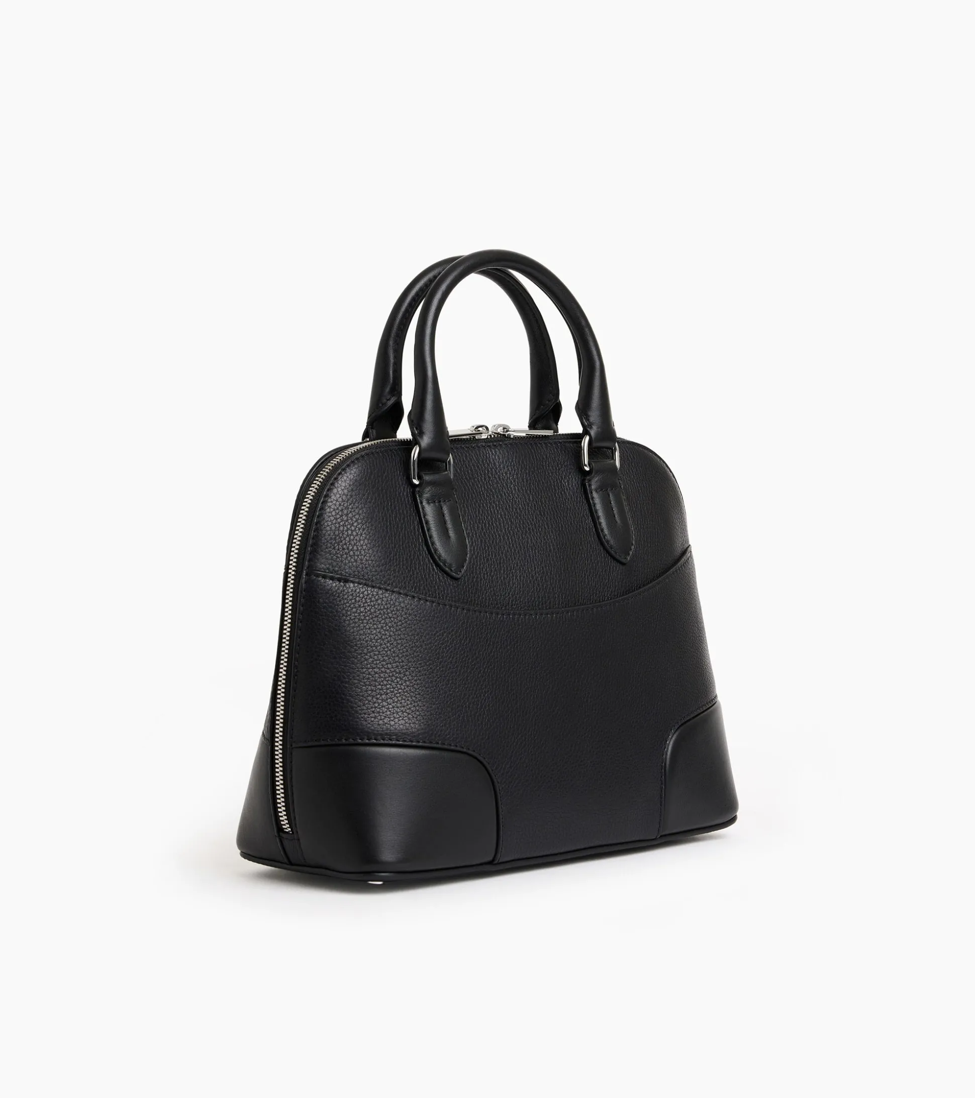 Sac à main moyen modèle Romy en cuir grainé et lisse - Black