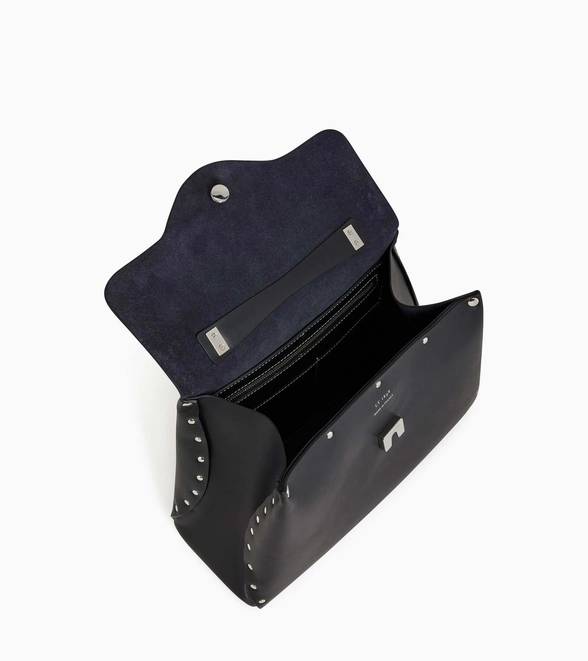 Sac à main moyen modèle Sans Couture en cuir lisse - Black