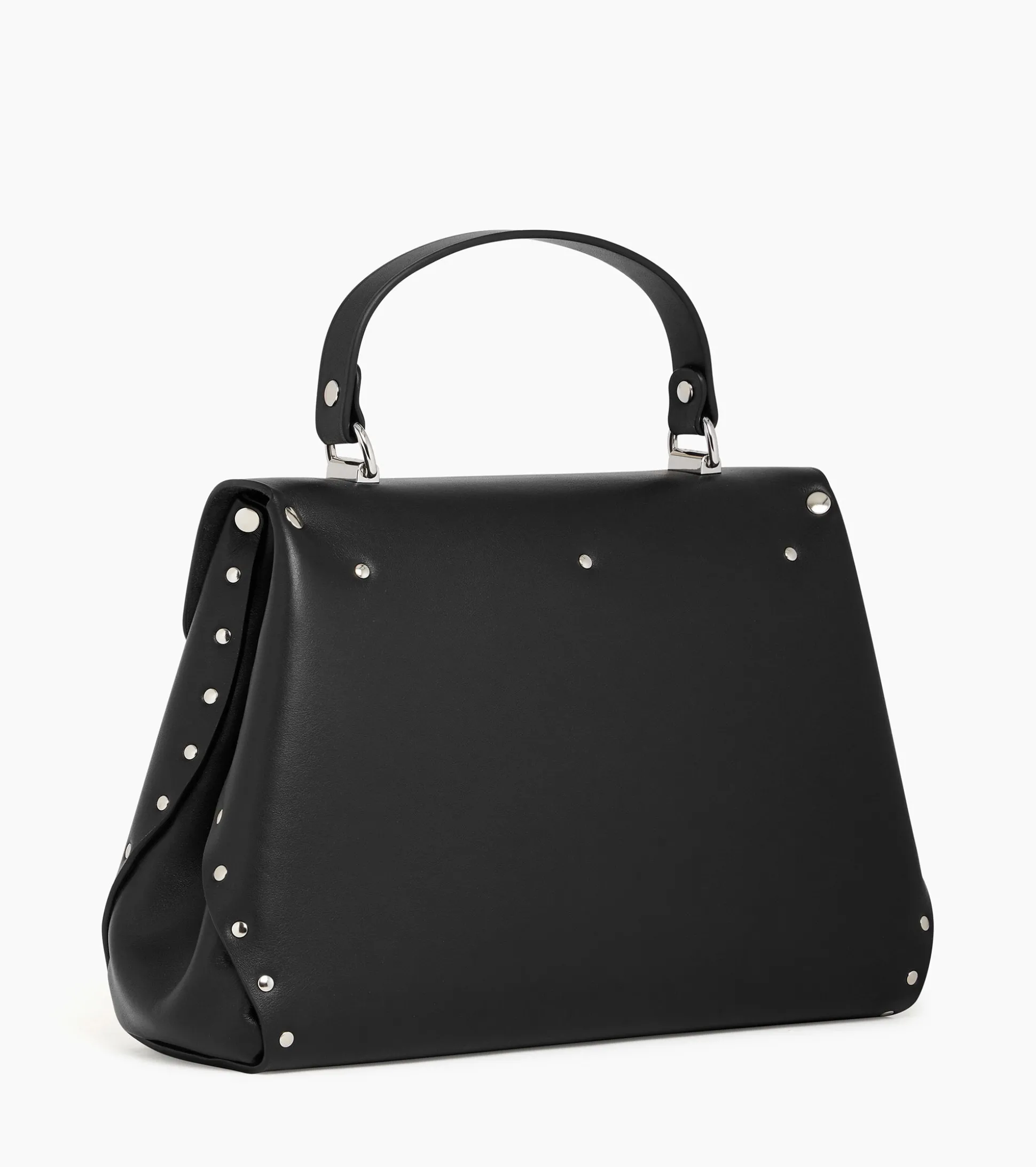 Sac à main moyen modèle Sans Couture en cuir lisse - Black
