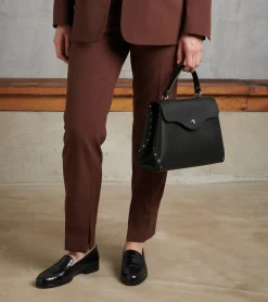 Sac à main moyen modèle Sans Couture en cuir lisse - Black