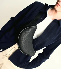 Sac banane Noah en cuir grain buffle et cuir lisse - NOIR 1