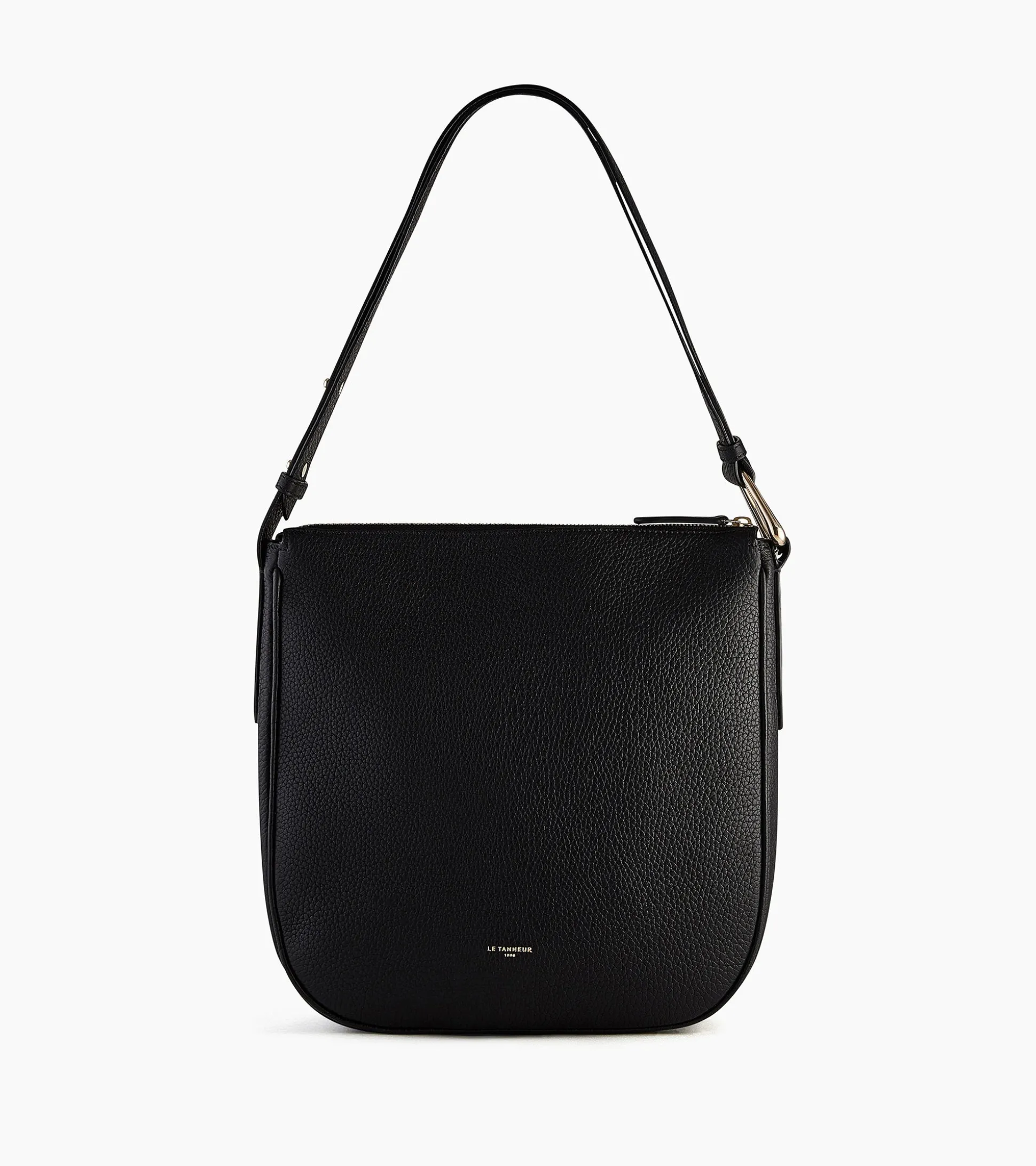 Sac bandoulière moyen modèle Madeleine en cuir grainé - Black