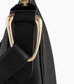 Sac bandoulière moyen modèle Madeleine en cuir grainé - Black