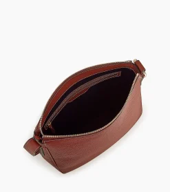 Sac bandoulière moyen modèle Madeleine en cuir grainé - Mahogany Brown