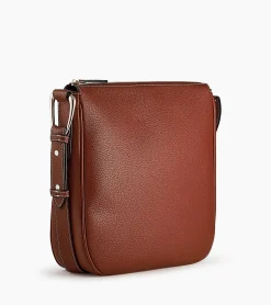 Sac bandoulière moyen modèle Madeleine en cuir grainé - Mahogany Brown