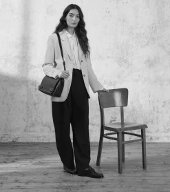 Sac bandoulière moyen modèle Simone en cuir grainé - Brown Tan