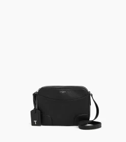 Sac bandoulière moyen modèle Romy en cuir grainé - Black
