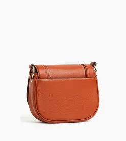 Sac bandoulière moyen modèle Ella en cuir grainé - Mahogany Brown