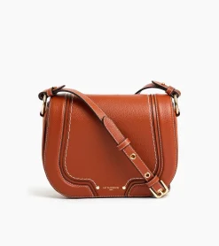 Sac bandoulière moyen modèle Ella en cuir grainé - Mahogany Brown